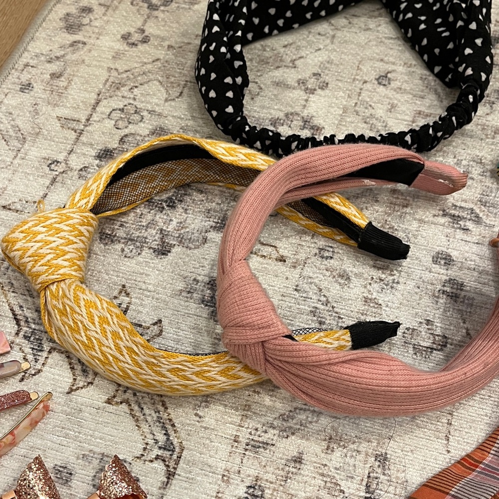 Assorted Women's Hair Accessories Set - Yellow, Pink, Black, Red Plaid, Floral